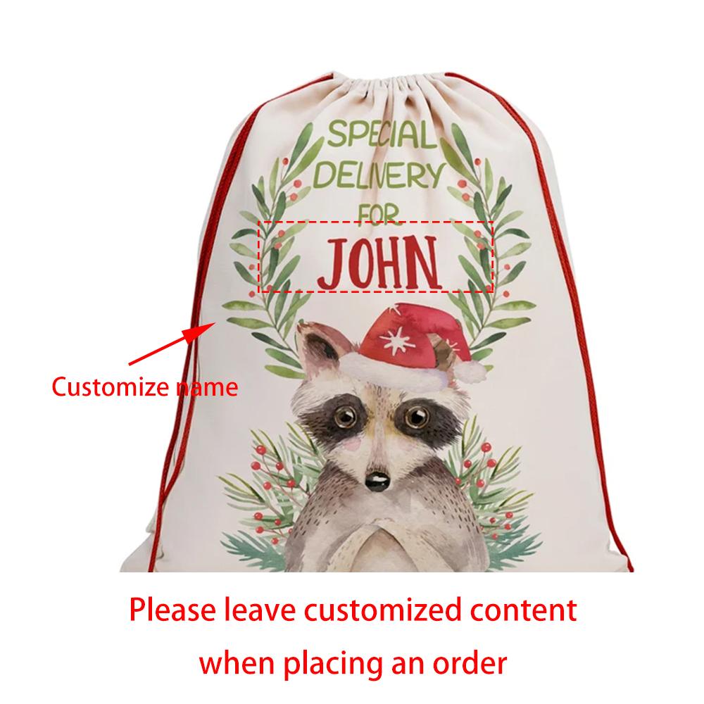 Персонализированный мешок Санты Рождественский мешок на кулиске Большой мешок для подарков от Санты Доставка праздничных подарков от Санты Новогодний подарок 1pcs 30x40cm