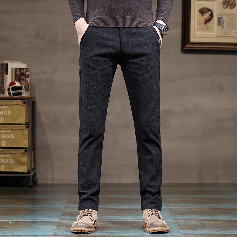 2024 Høst og vinter Nye plysj for menn tykke uformelle Chenille-bukser Slim Fit Straight Tube Trendy Yttertøybukser