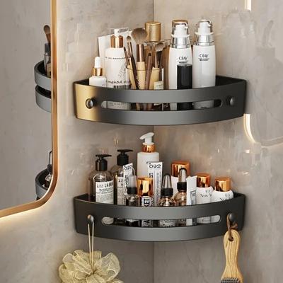 2 Stück Badezimmerregale Küchenaufbewahrungsorganizer Kunststoff Shampoo-Ablage Duschregal Badezimmerzubehör Kein Bohren Regal