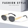 Luxury Unisex Metal Sunglasses, Oval-shaped, Fashionable, UV400 Protection, Elegant Tints for Men and Women Glasses Googles