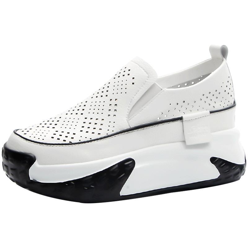 Cowhide Hollow Dad Shoes Women's Summer 2025 New Retro Lightweight Inner Height Increase Casual Sports Shoes Platform Sandals