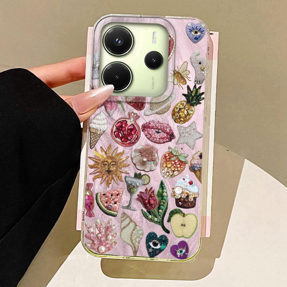 Pink Face Sun Stars Women Girls Phone Case for Xiaomi Redmi 13C 14C A5 A3 A4 A3X A1 Note 14 13 12 11 11S 10 9 8 Pro 9C Cover