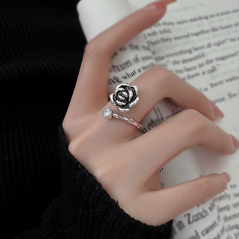 Einzigartiger Vintage Kamelienring für Damen Stilvolles Verstellbares Offener Finger Modeaccessoire