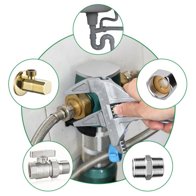 Adjustable Wrench Large Opening Bathroom Spanners Wrenches Wide Jaw 6-68mm Aluminum Alloy Spanners Wrenches