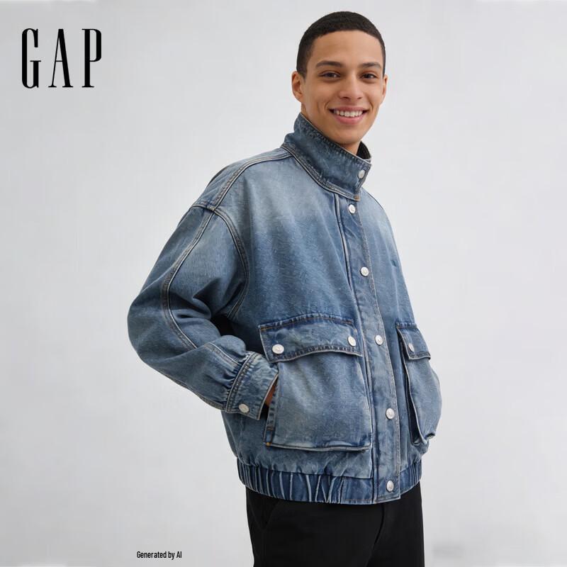 Gap Женская джинсовая куртка рабочей одежды с вышивкой логотипа 859835 M