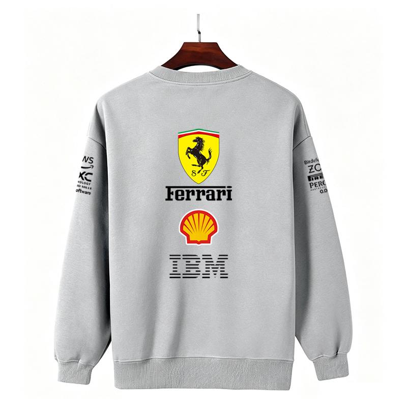 Unisex Men Women Thicken Autumn and Winter F1 Ferrari Racing Print Crewneck Sweatshirt Casual Loose Long Sleeve Pullover Sport Streetwear