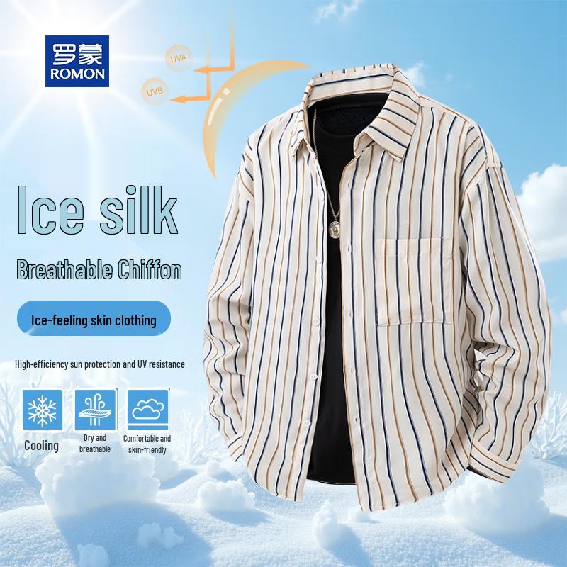 ROMON Men s Ice Silk Long Sleeve Sun Protection Shirt XL