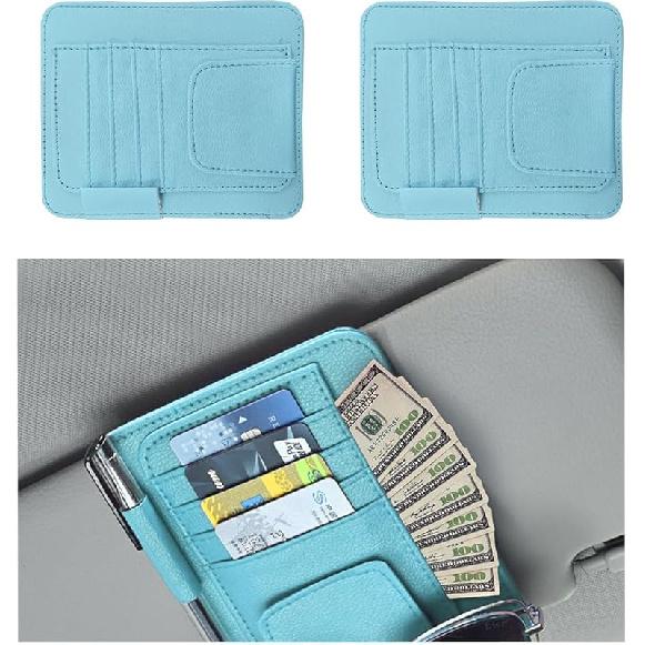 Augeny Car Sun Visor Organizer, Small Auto Visor Organizer And Storage, Registration And Document Holder, Vehicle Accessories For Sunglasses,