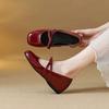 Fashion Square Toe Single Shoes Women's New French Bow Inside Heightened Small Flat Soft Slip-on Small Leather Shoes