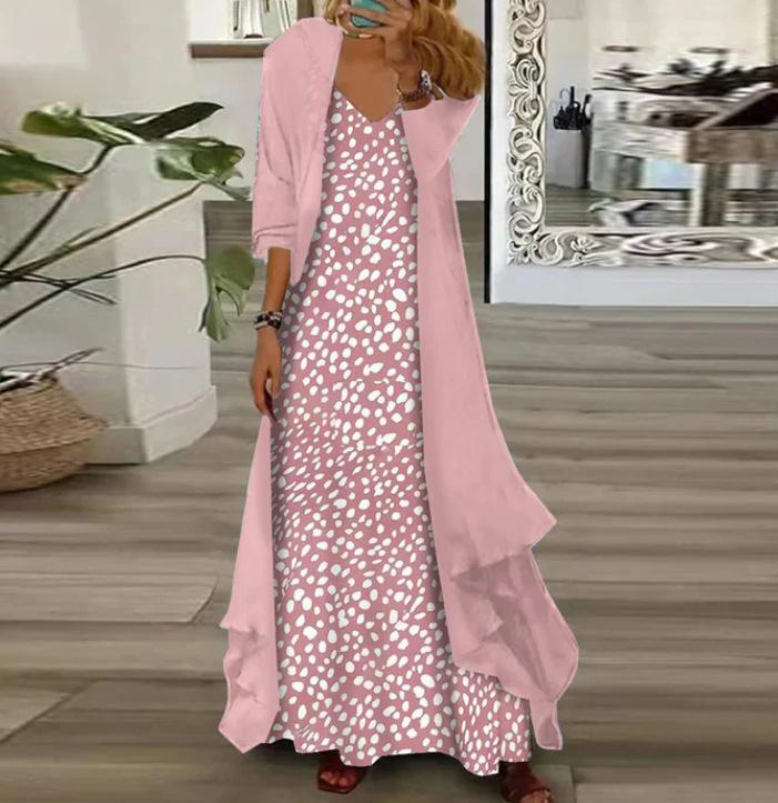 

Элегантное макси-платье с цветочным принтом и бабочками, с длинным кардиганом, женское платье в стиле бохо-шик, повседневное летнее платье XS