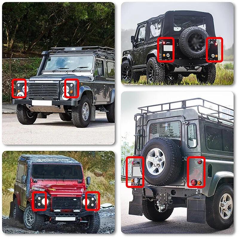 10Pcs Car LED Turn Signal Tail Light Fit For Land Rover 90/110 1983-1990/ Defender 1990-2016 Smoked Shell Front Rear Signal Lamp