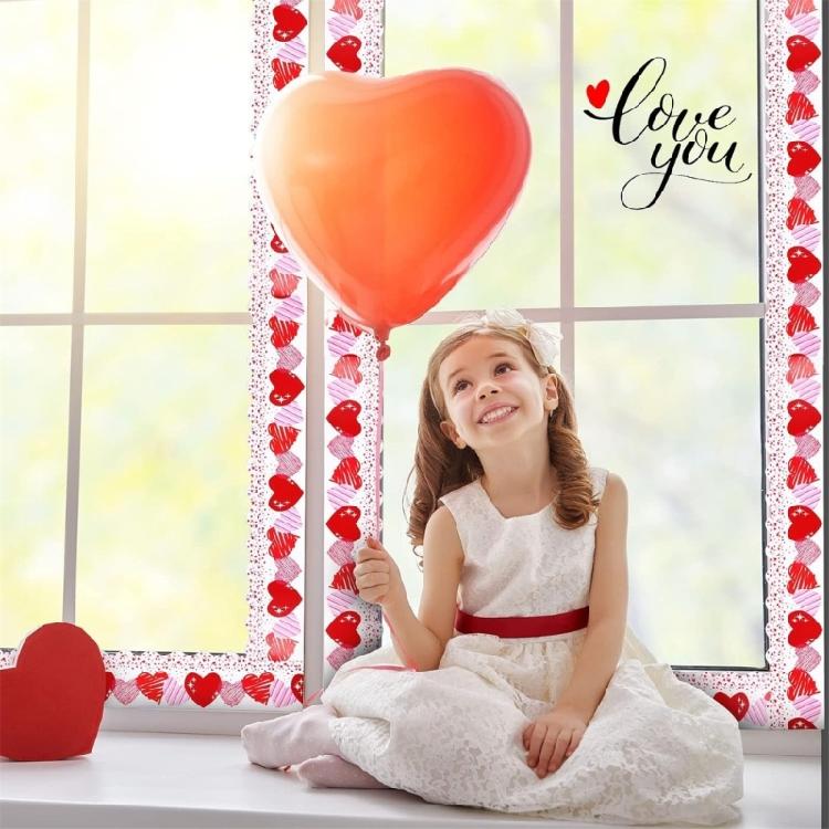 Valentine Themed Border Trim Heart Borders Trim Wall Sticker 59ft Long 75mm Wide for Bedroom Home Party Decoration