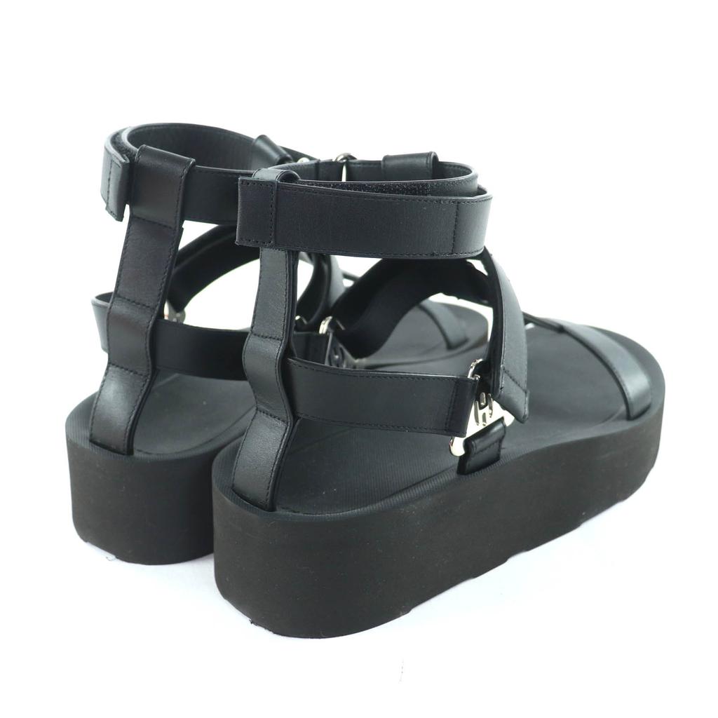 Excellent HERMES Sandals Enid Velcro ankle strap leather black leather Women 37 Used