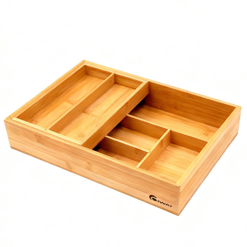 cutlery case with cutlery kitchen drawer stationery and cosmetics made of bamboo x x Two-tiered dividers, tray, storage, organizer, organizer, 2-tier