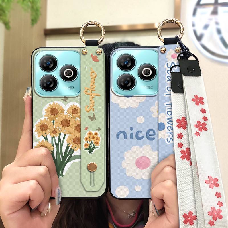Protective Anti-knock Phone Case For ZTE Blade A75 4G/Z2359 Wristband Wrist Strap Back Cover Shockproof Ring Durable