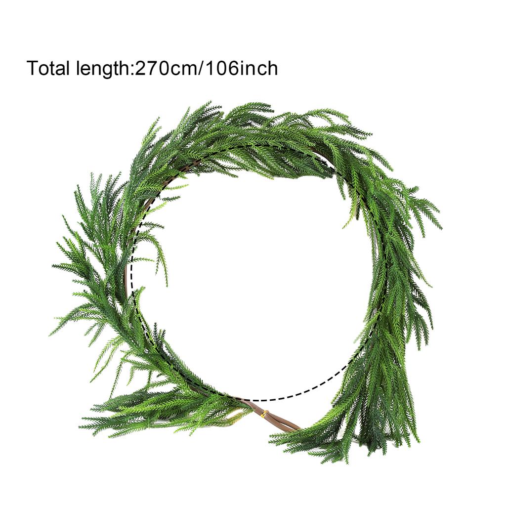 Artificial Norfolk Pine Garland Lifelike Xmas Pine Garland for Mantle Table Stair Handrail