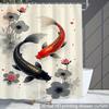 1pc Koi Fish Swimming with Flowers Bath Curtain - Elegant Aquatic Plant & Koi Fish, Semi- Shower Curtain Suitable for Bathtub