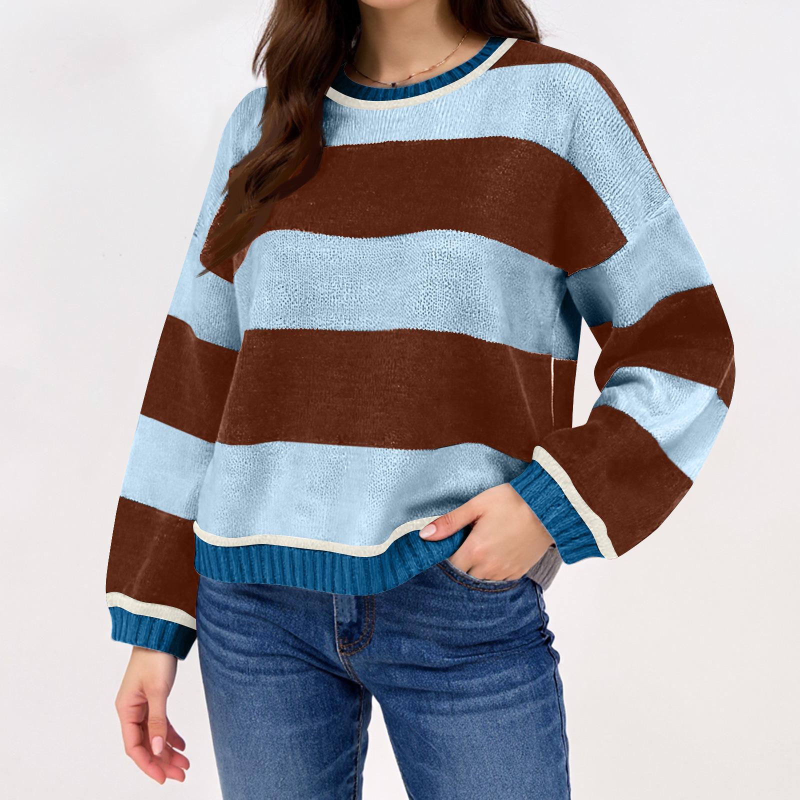 

Женский модный вязаный пуловер свободного ленивого стиля M кофейный