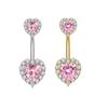 Butterfly-bow Dangled Navel Ring Piercing 14G Flower Heart Crystal CZs Belly Button Ring for Women Stainless Steel Belly Jewelry