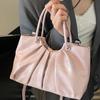 Vintage Pleated Women Crossbody Bag Fashion Pu Leather Tote Bucket Bag Large Capacity Commuting Shoulder Handbag