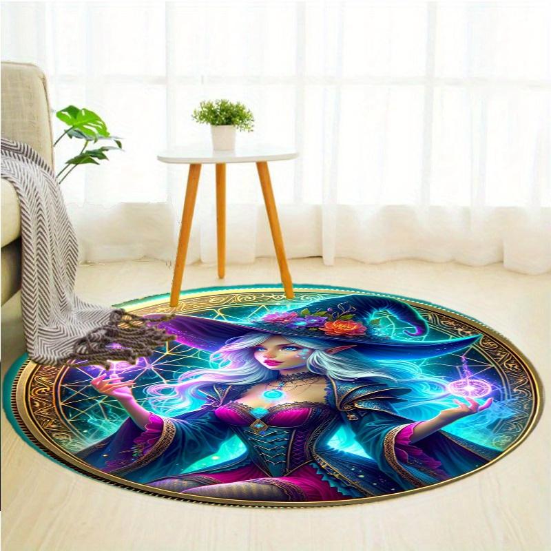 Witch Magic Round Rug Nonslip Area Rug Office Chair Mat Carpet For Living Room Bedroom Home Decor