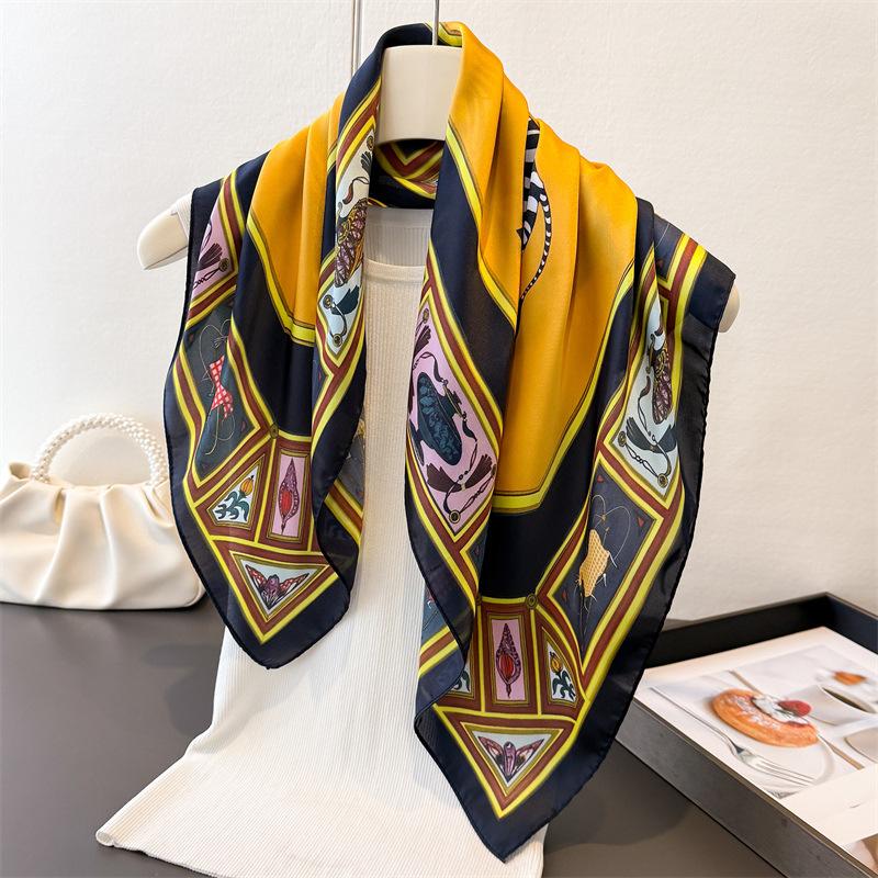 European and American Zebra Printing Simulation Silk Square Scarf Shawl Versatile High-end Neck Small Square Scarf Headscarf Silk Scarf Women