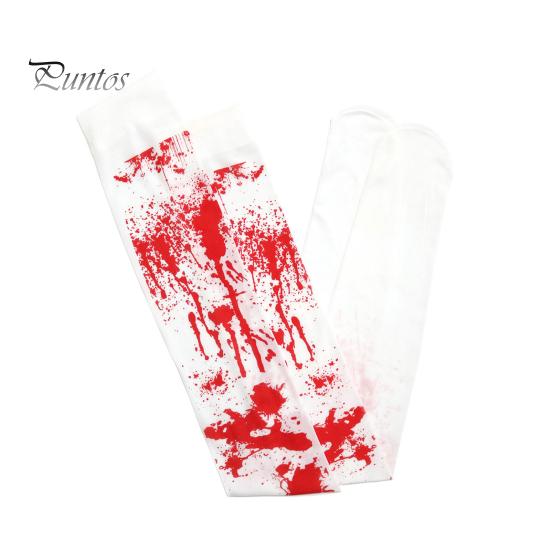 Halloween Gloves Socks Bloodstain Print Enigmatic Spooky Nurse Cosplay Haunted House NPC Prop Stretchable Festive Horror Atmosphere Decoration