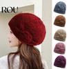 Cappello Invernale Autunnale Donna Lavorato a Maglia Fiore Colore Solido Senza Visiera Cupola Donna Antivento Spesso Fodera in Peluche Berretto Streetwear Nonna