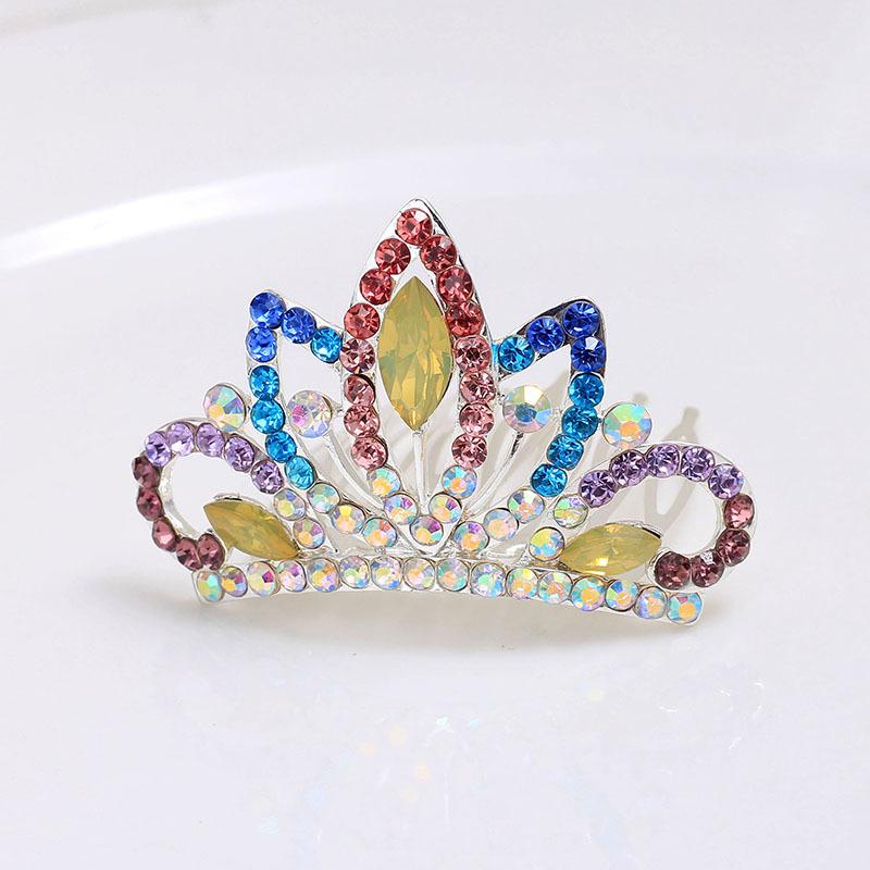 Crown Flower Comb Premium Sense Cute High-End Princess Haircard Women'S Headdress Diamond Hairpin Hair Accessories Hair Comb