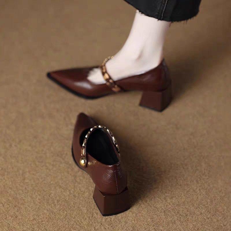 Women's Versatile Fashion Single Shoes High Heels 2025 New Pointed French Beautiful Mary Skirt Temperament