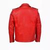 European and American locomotive leather jacket autumn and winter men's leather jacket men's short cable-stayed leather jacket men's red coat