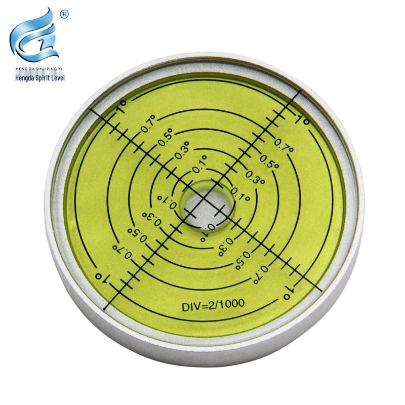 High Precision Metal Universal Spirit Level with Outer Scale - 6 Button Portable Round Bubble Level Tool