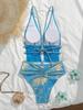Elegant Metallic Lace-up Backless One-piece Swimsuit - Sexy Deep V-neck Design