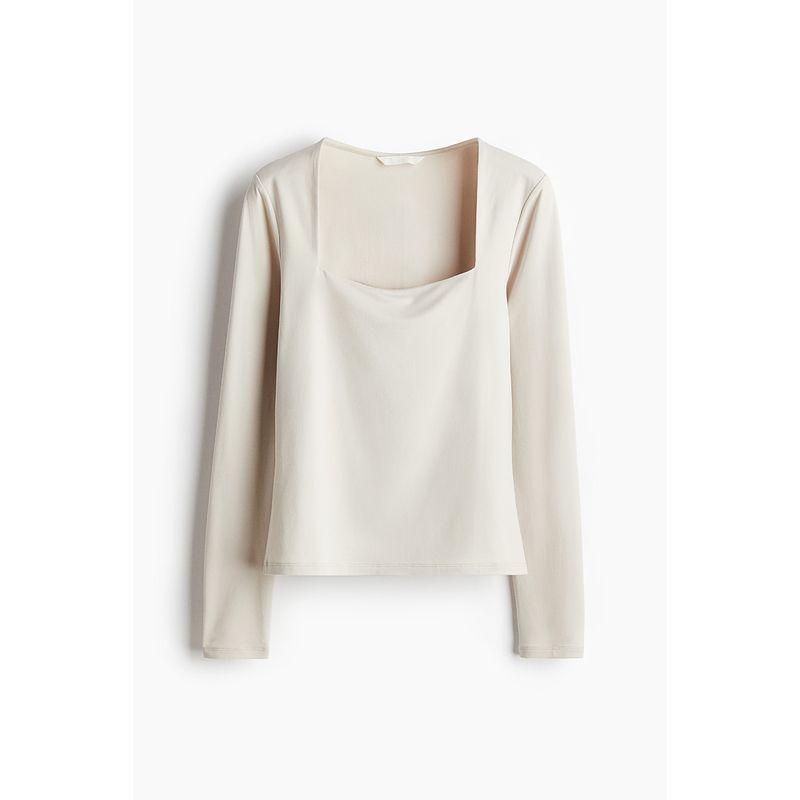 

HM Women s T-shirt Fall Retro Comfort and Casual Square Collar French Base Shirt Long Sleeves Tops 1089811