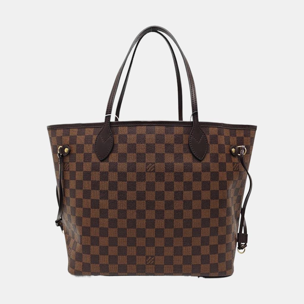 [Pre-Owned] Neverfull Mm Checkered Coated Canvas With Leather Trim Tote Bag - Very Good #C7EZ73
