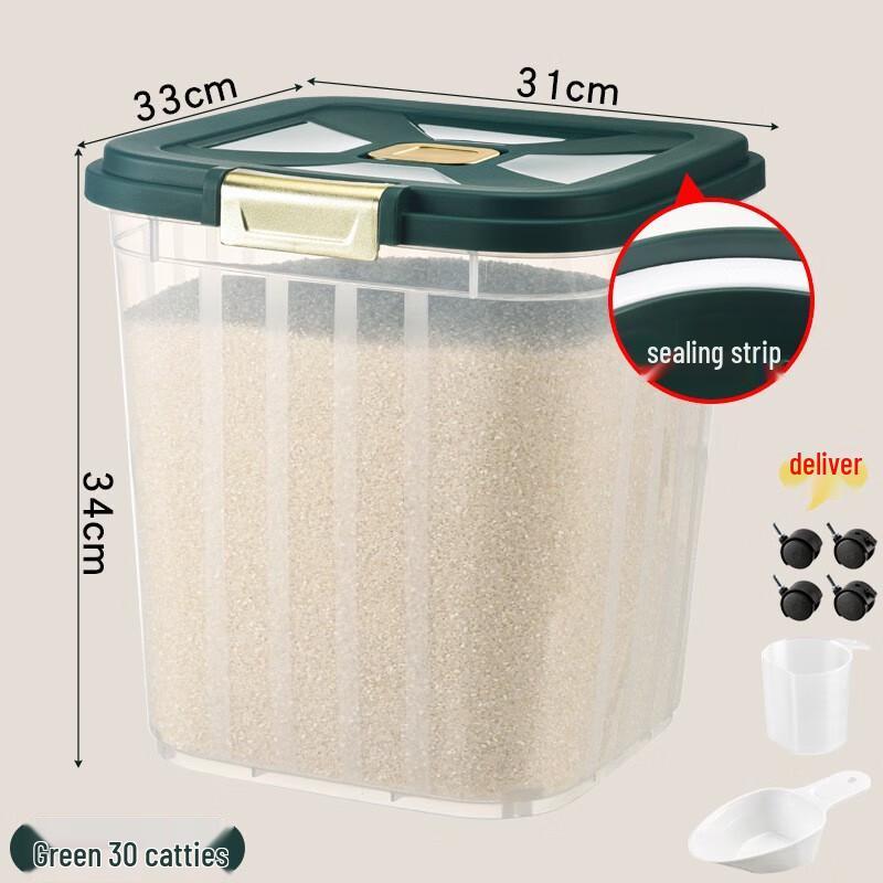 Contenedor de almacenamiento de arroz transparente con tapa abatible