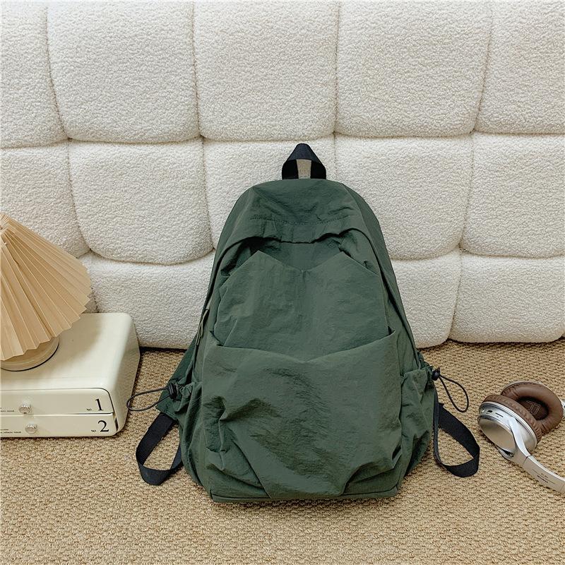 Schoolbag Korean Version Solid Color Simple Backpack Large Capacity Lightweight Student Schoolbag Computer Bag Leisure Travel Commuter Small Backpack