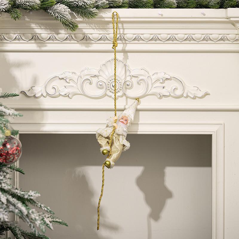 

Cute Santa Claus Doll With Climbing Rope Christmas Pendant Household Wall Window Xmas Tree Decorations New Year Party Ornaments золотистий