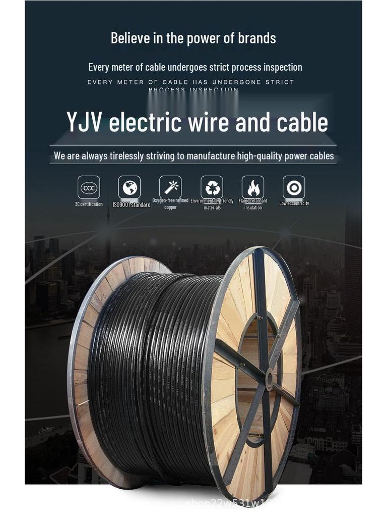 National Standard Pure Copper 3 Core EV Charging Cable, YJV Low Voltage, 4/6/10 sq mm