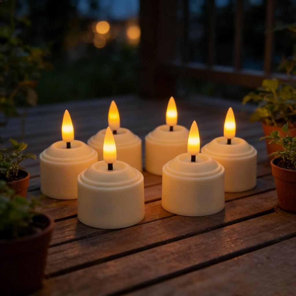 [Set of 6] AnnTec Rechargeable LED Candle Lights, Tealights with Remote Control, Automatic Shut-off, Timer, Brightness Adjustment, Flameless, Warm