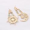 Women Style Star Sun Moon Crystal Asymmetry Dangle Earrings
