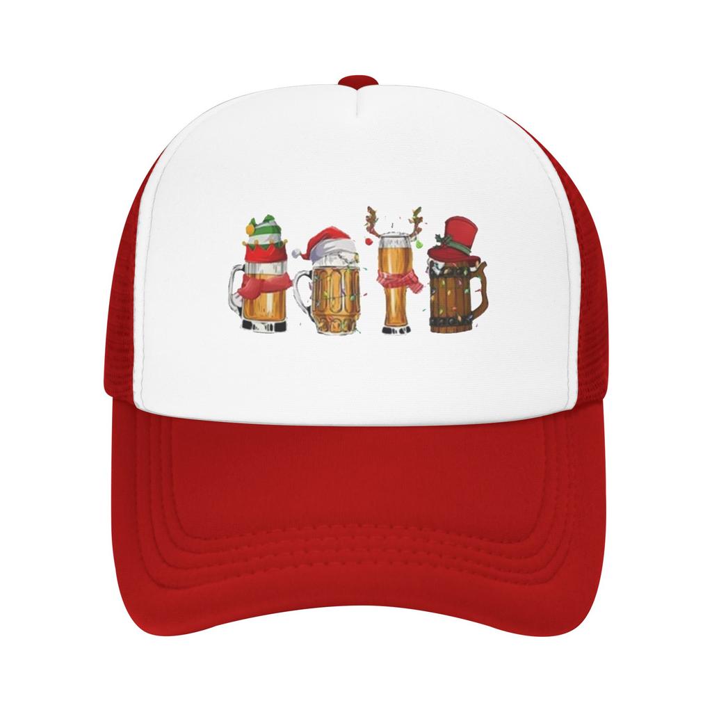Gothic Merry Christmas Beers Santa Camping Mesh Baseball Caps Women  Printing FeUnisex Beach Dad Hat Snapback Cap