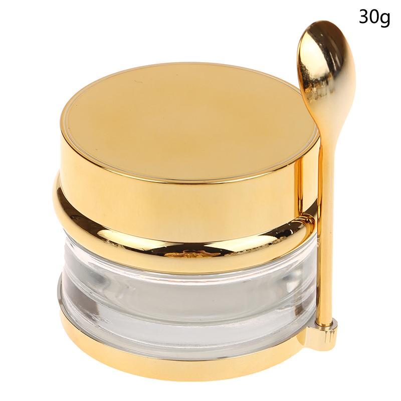 Electroplating Empty Cream Jar Refillable Lotion Bottle With Spoon 30/50/80/100g Travel Face Cream Cosmetic Cotton Pad Container