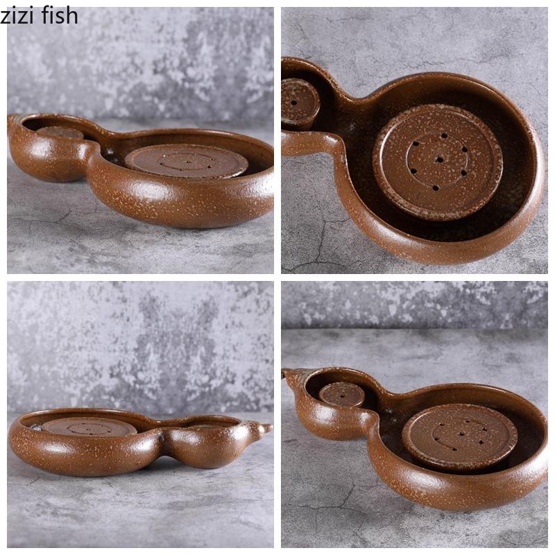 Gourd Shaped Ceramic Dining Plate Dry Ice Tray Hotel Tableware Sashimi Plates Serving Plate Dessert Bowl Fruit Plates Salad Bowl