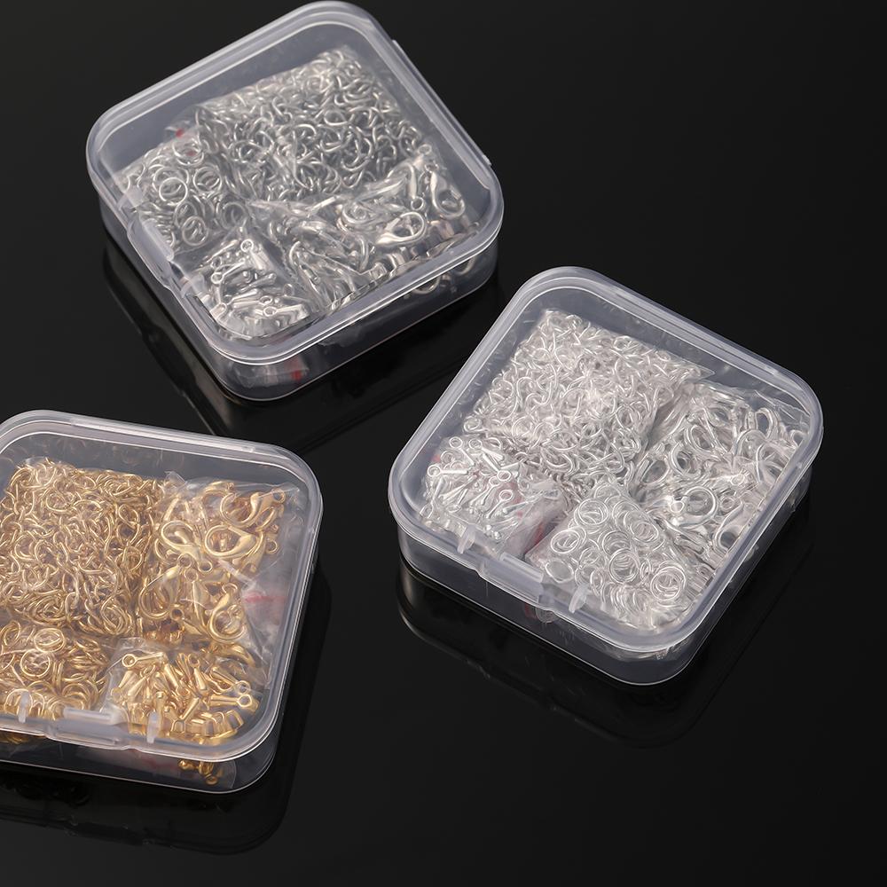 200pcs/Box Lobster Clasp Jump Rings Extension Chain Water Drop End Pendants Connector Chain Charm Kit for DIY Jewelry Making