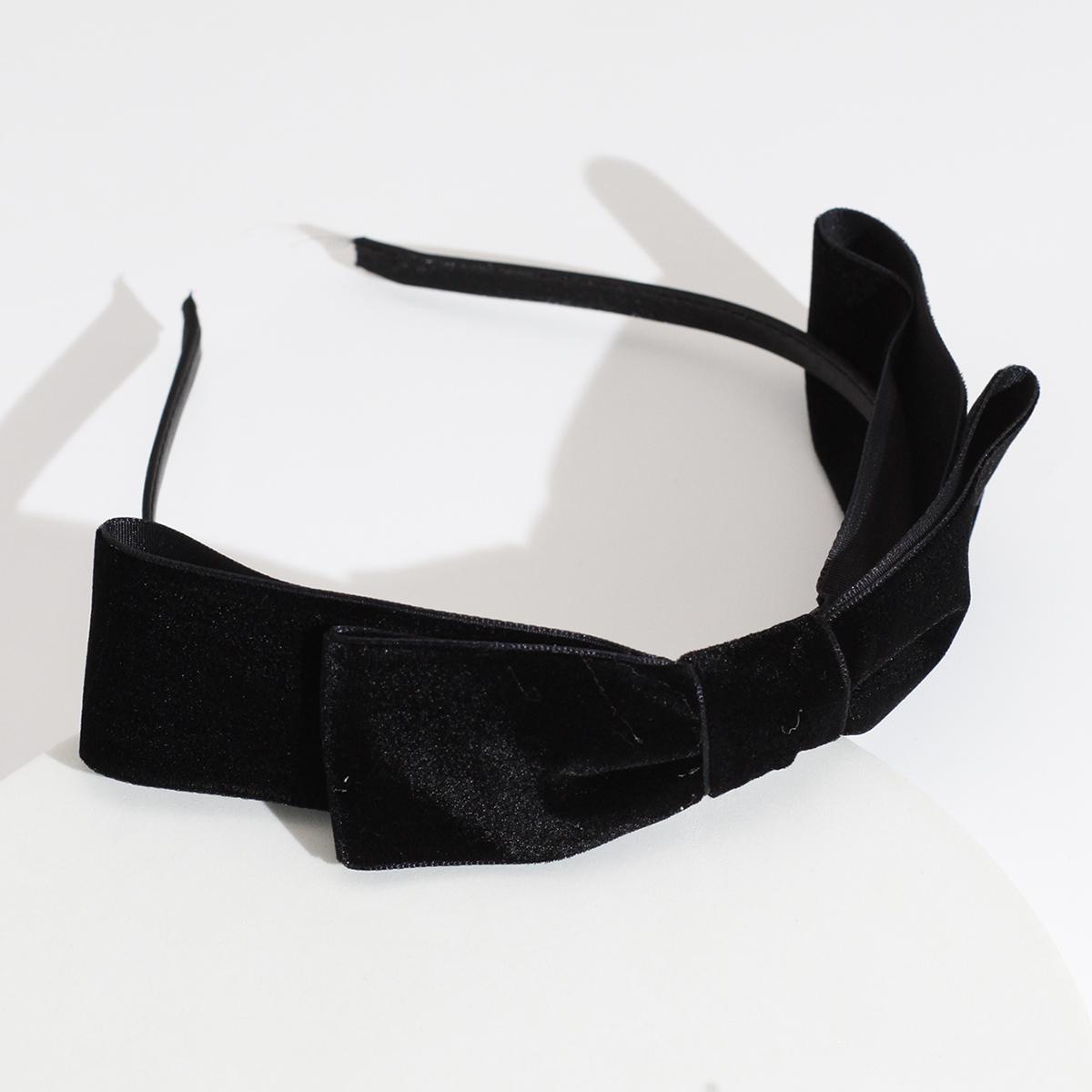 

Lystrfac Корейская милая бархатная повязка на голову с бантом для женщин, девочек, модная повязка для волос, однотонный обруч для волос, женские аксессуары для волос