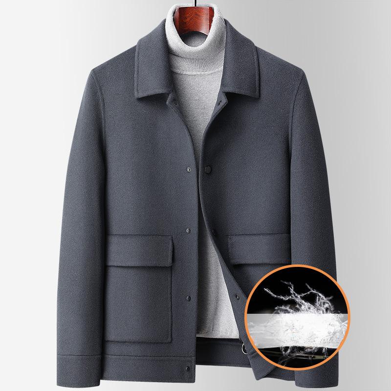 

Осень и зима 100% шерсть короткое двухстороннее шерстяное пальто мужское съемное пуховое двухстороннее шерстяное пальто куртка 4XL