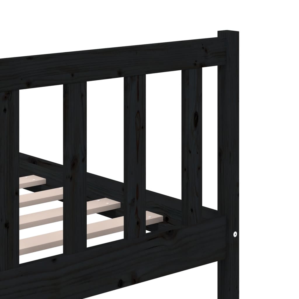 Vidaxl Bed Frame, Black, Solid Pine Wood, 200 X 200 Cm