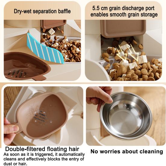 Mangiatoia e Dispenser d'Acqua Automatici per Cani, Macchina per Cibo e Acqua di Grande Capacità con Rifornimento Sensoriale, Coperchio Scorrevole, Alimentazione da Tavolo per Animali Domestici