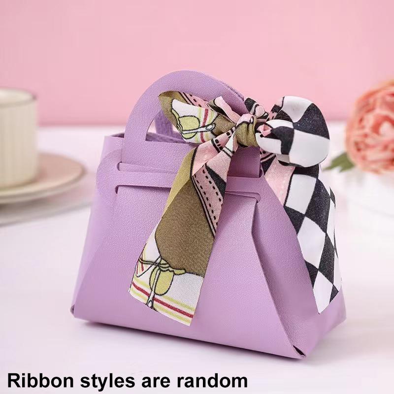 1PC Gift Bags Party Faux Leather Housewarming Handbag Birthdays With Satin Silks Engagements Candy Boxes Valentine's Day Weddings